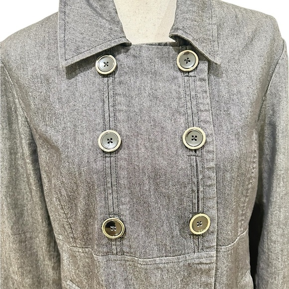 Sandro Gray Double-Breasted lightweight denim jean Jacket front pockets large - Picture 5 of 9